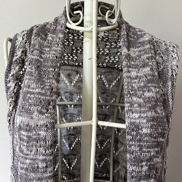 Anthropology Moth Gray Lavena Sweater Vest Pointelle Open front - Picture 3 of 7